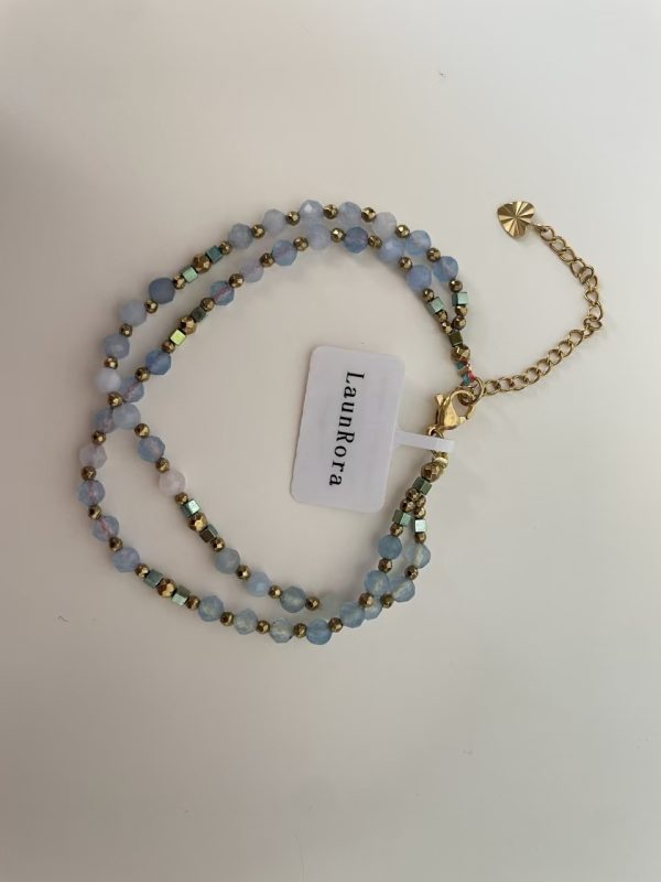 LaunRora 18K Gold-Plated Floral Charm Bracelet with Turquoise & Rose Quartz Beads - Adjustable Chain, Boho Chic Jewelry for Women - Image 5